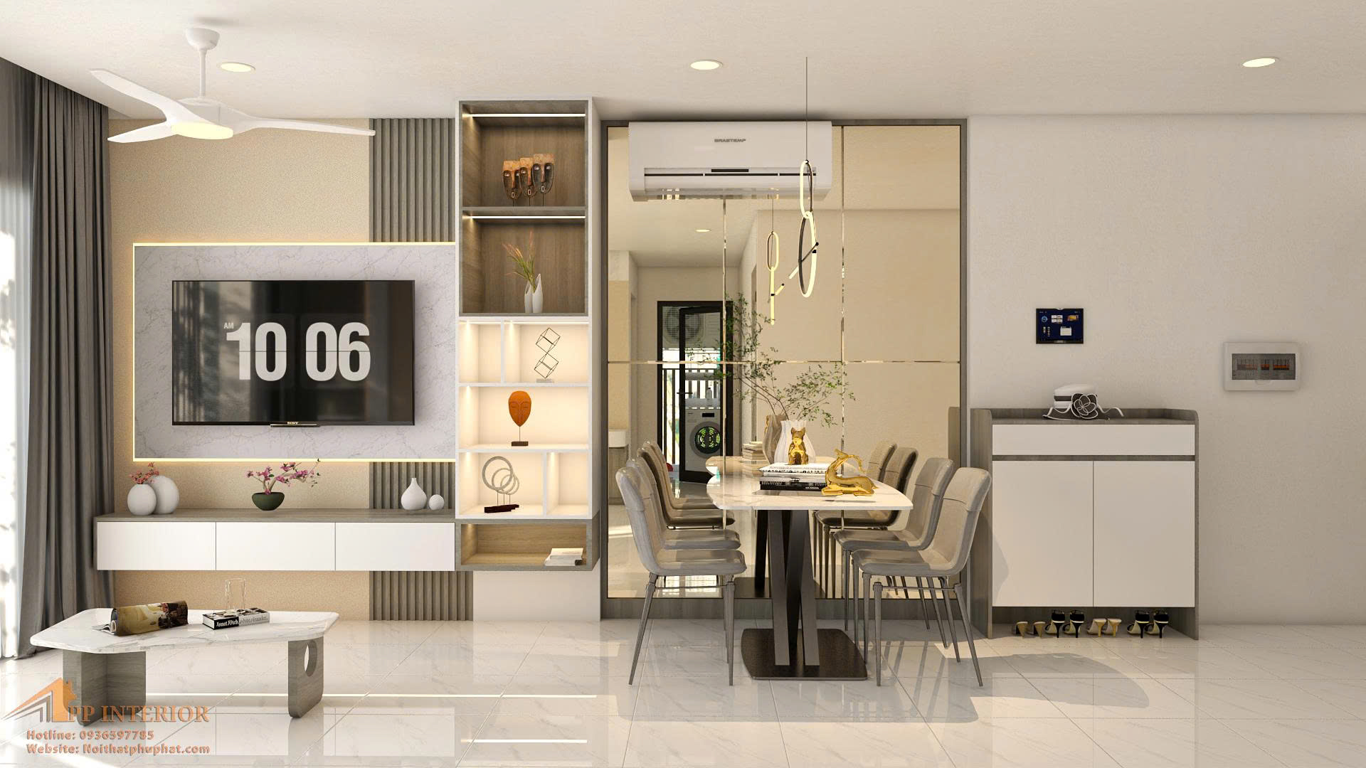 Thiết kế nội thất căn hộ 2 phòng ngủ ấm áp nhẹ nhàng
